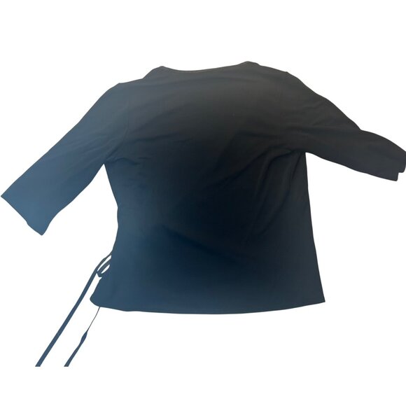 Max Studio Black Stretchy Wrap Top With Tie Closure Womens Size M - Picture 4 of 6